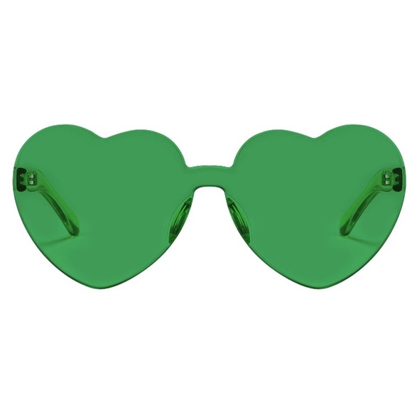 ✨THE AND! MONEY GREEN Y2K RIMLESS HEART SUN GLASSES ✨ - Picture 4 of 8